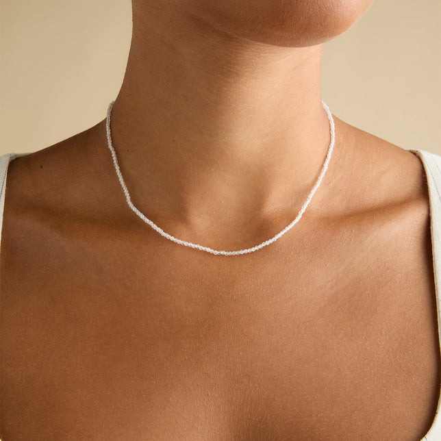 Moonstone June Beaded Birthstone Necklace in Solid Gold