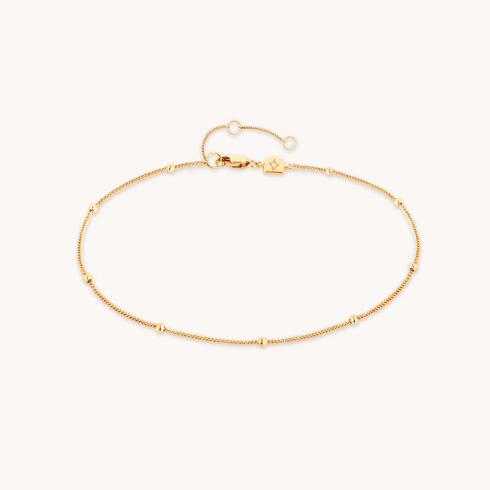 Essential Beaded Chain Anklet in Gold