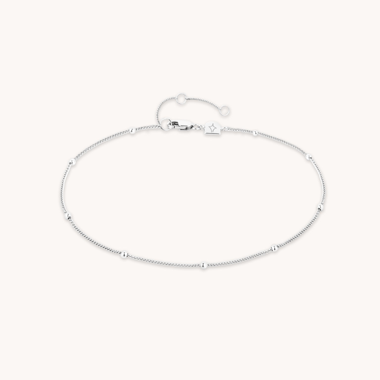 Essential Beaded Chain Anklet in Silver