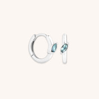 Alexandrite Marquise Huggies in Solid White Gold