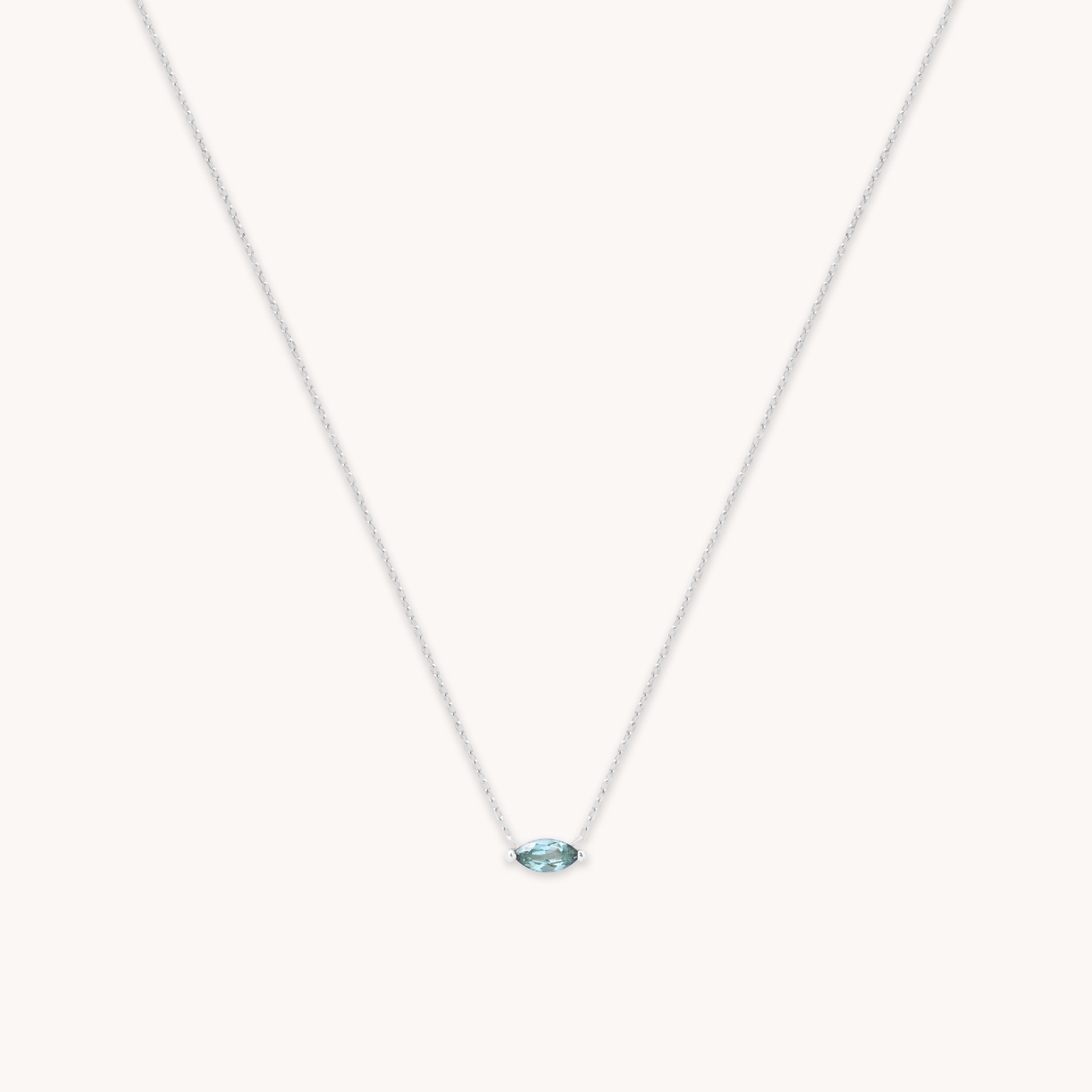 Alexandrite Marquise Necklace in Solid White Gold