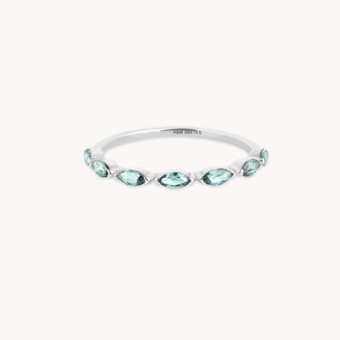 Alexandrite Marquise Band Ring in Solid White Gold