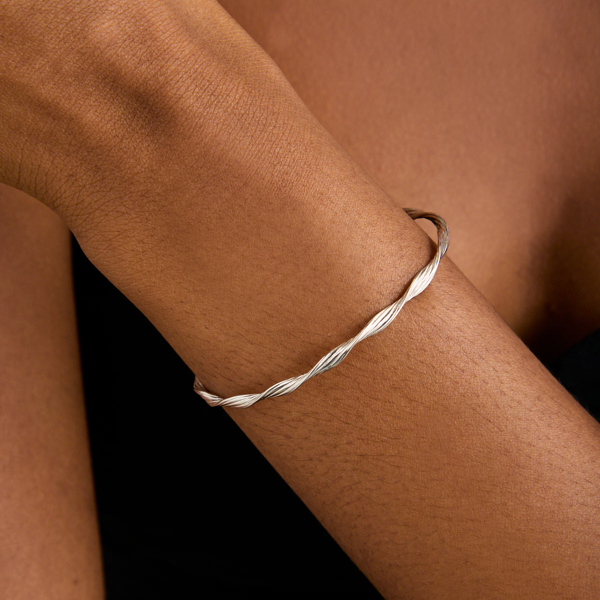 Twist Cuff Bracelet in Silver