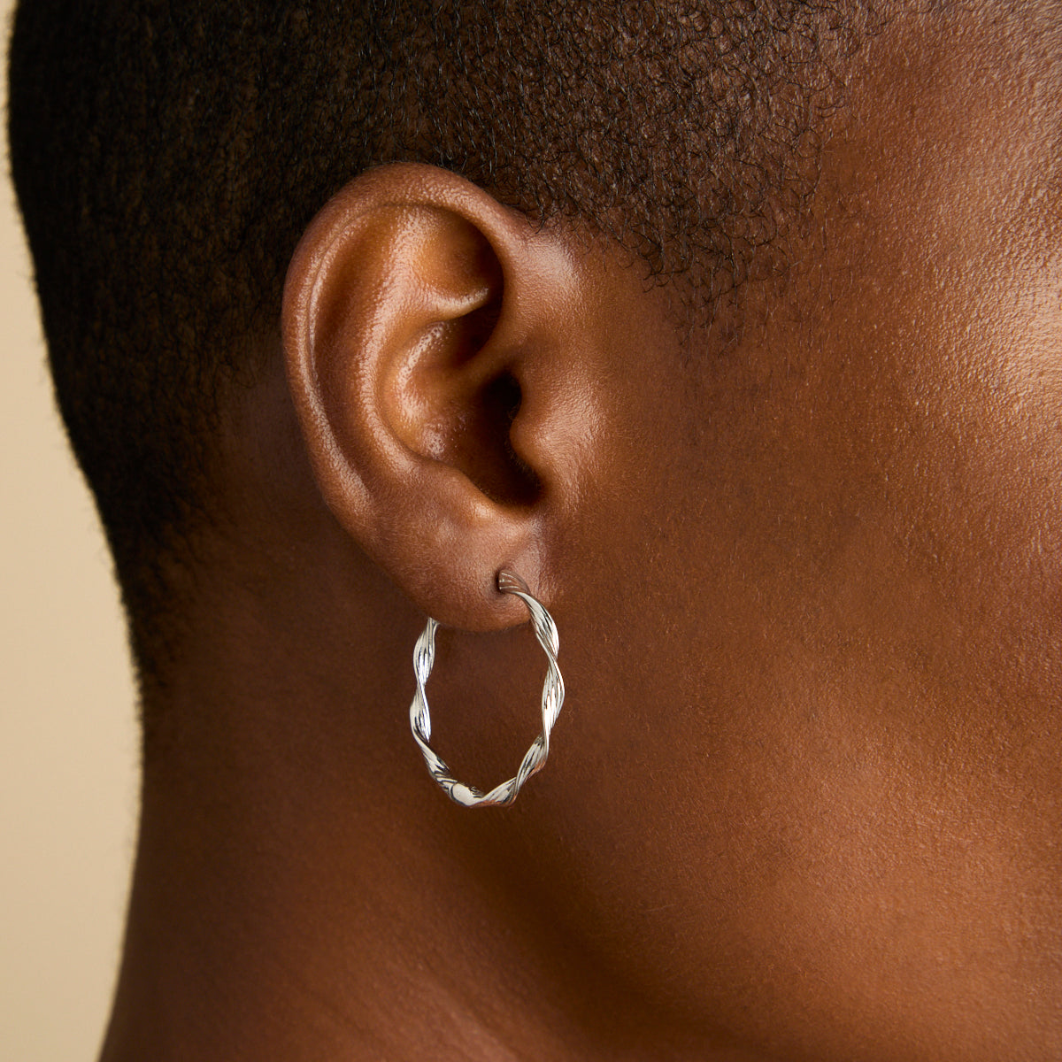 Twist Large Hoops in Silver