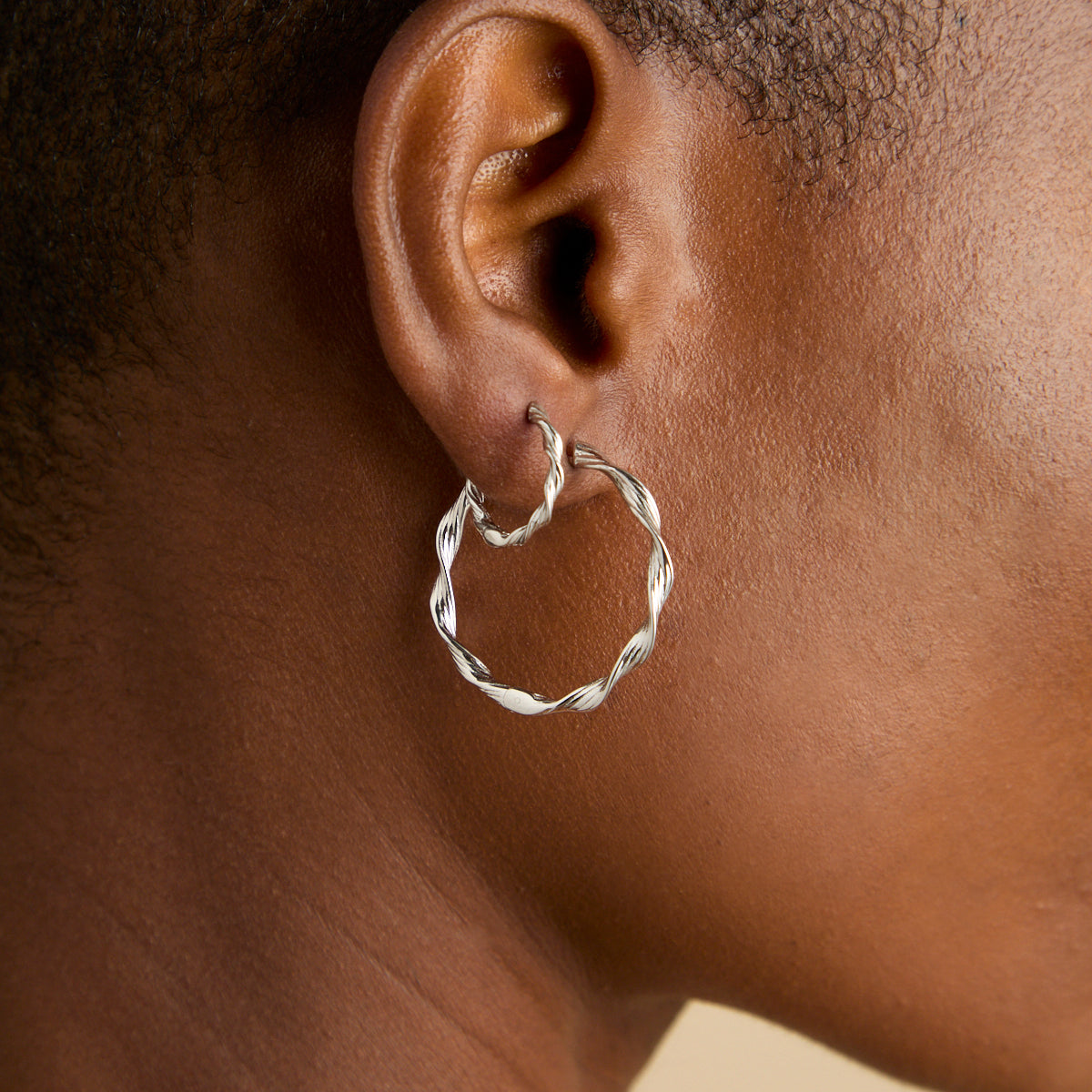 Twist Large Hoops in Silver