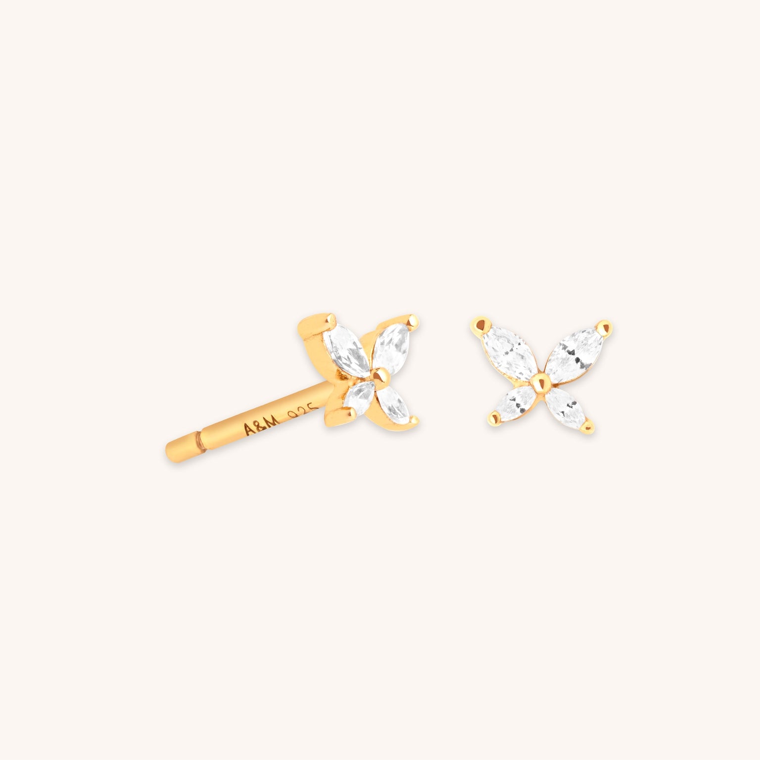 Butterfly Crystal Stud Earrings in Gold