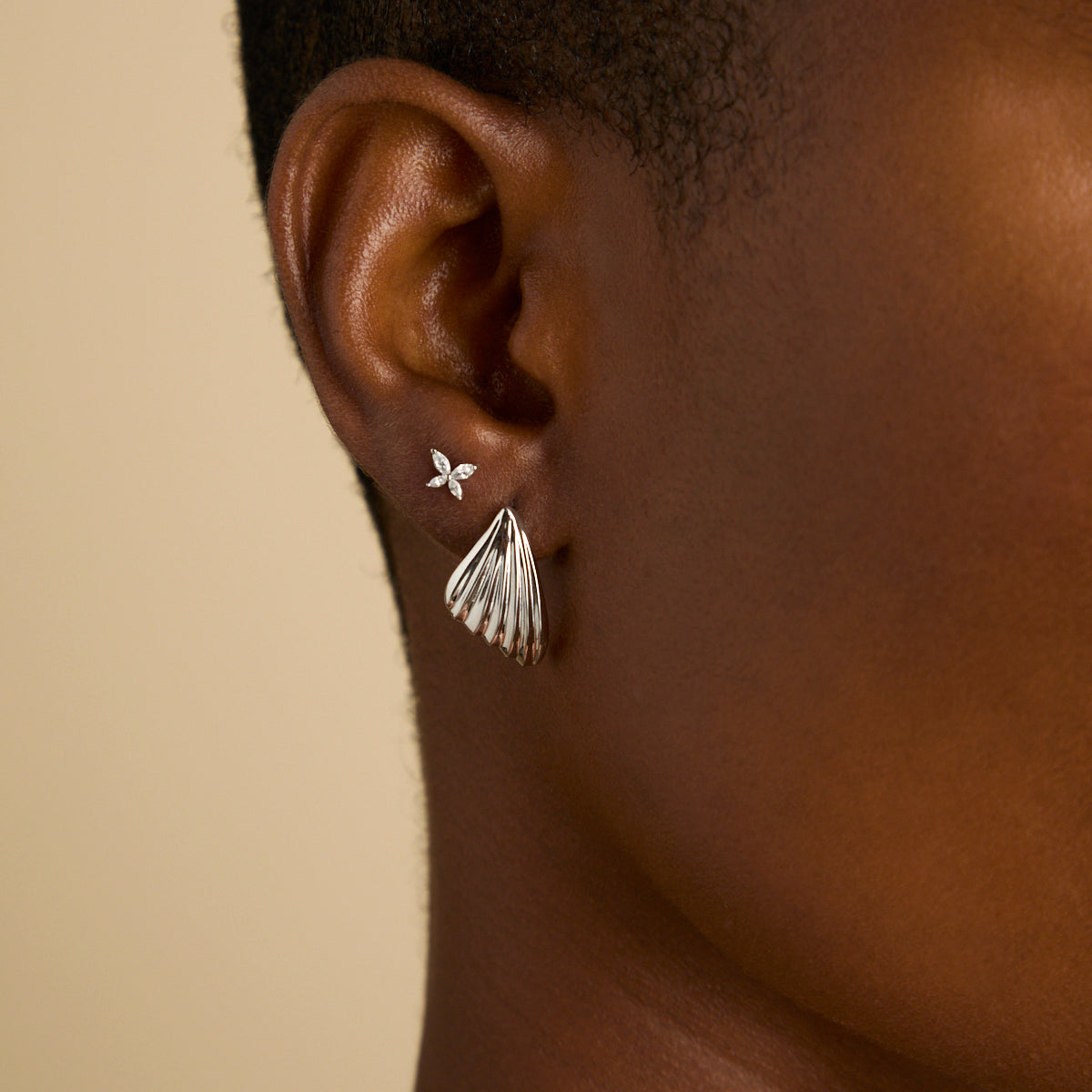 Wing Statement Studs in Silver