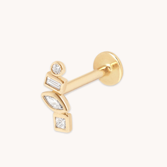 Diamond Bezel Cluster Piercing Stud in Solid Gold