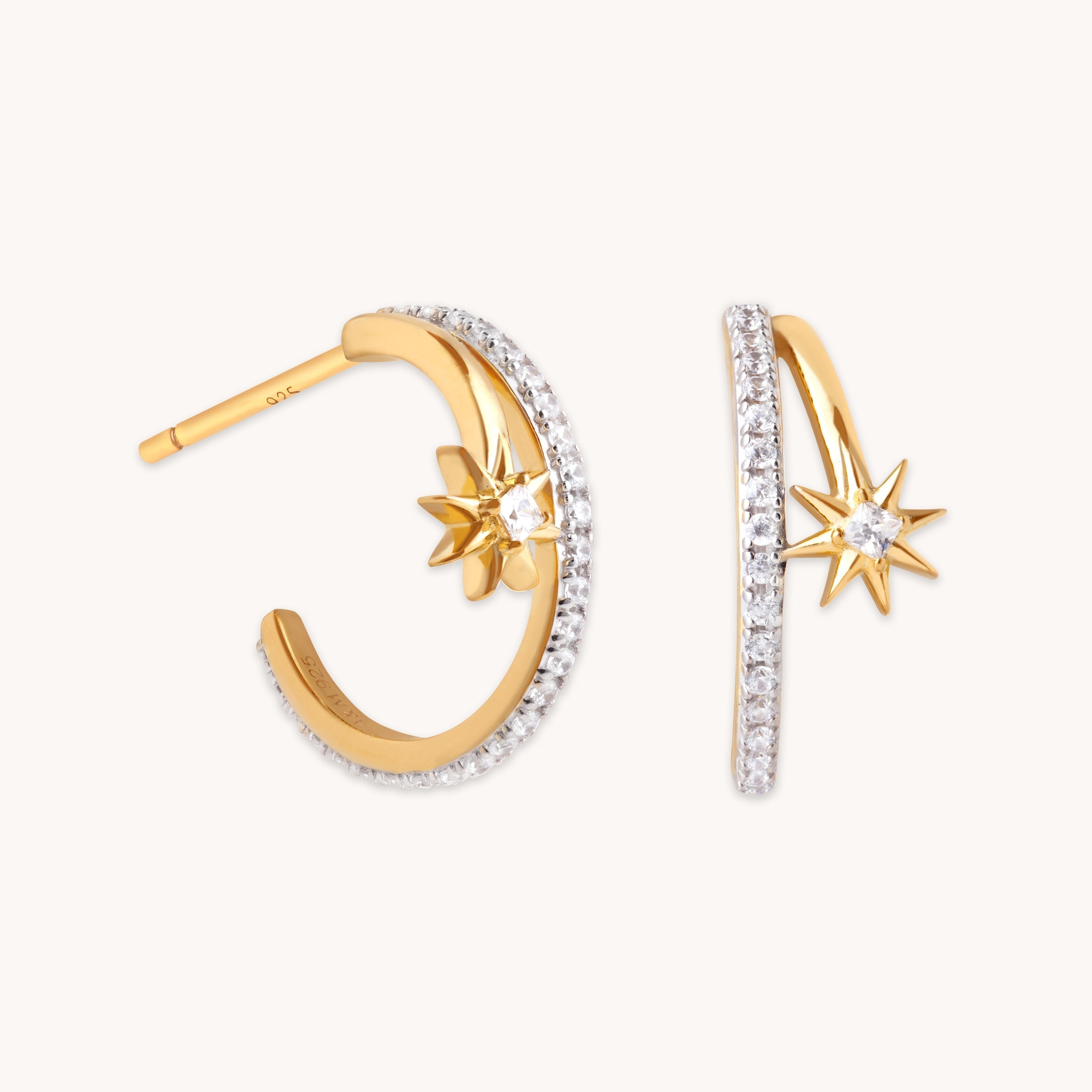 Cosmic Illusion Crystal Hoops in Gold