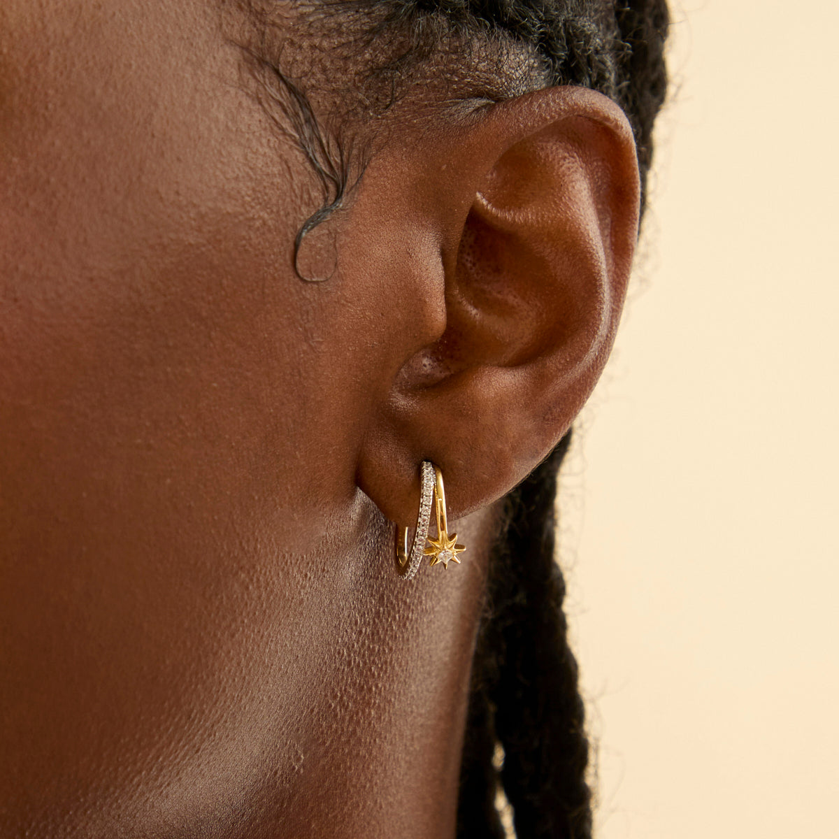 Cosmic Illusion Crystal Hoops in Gold