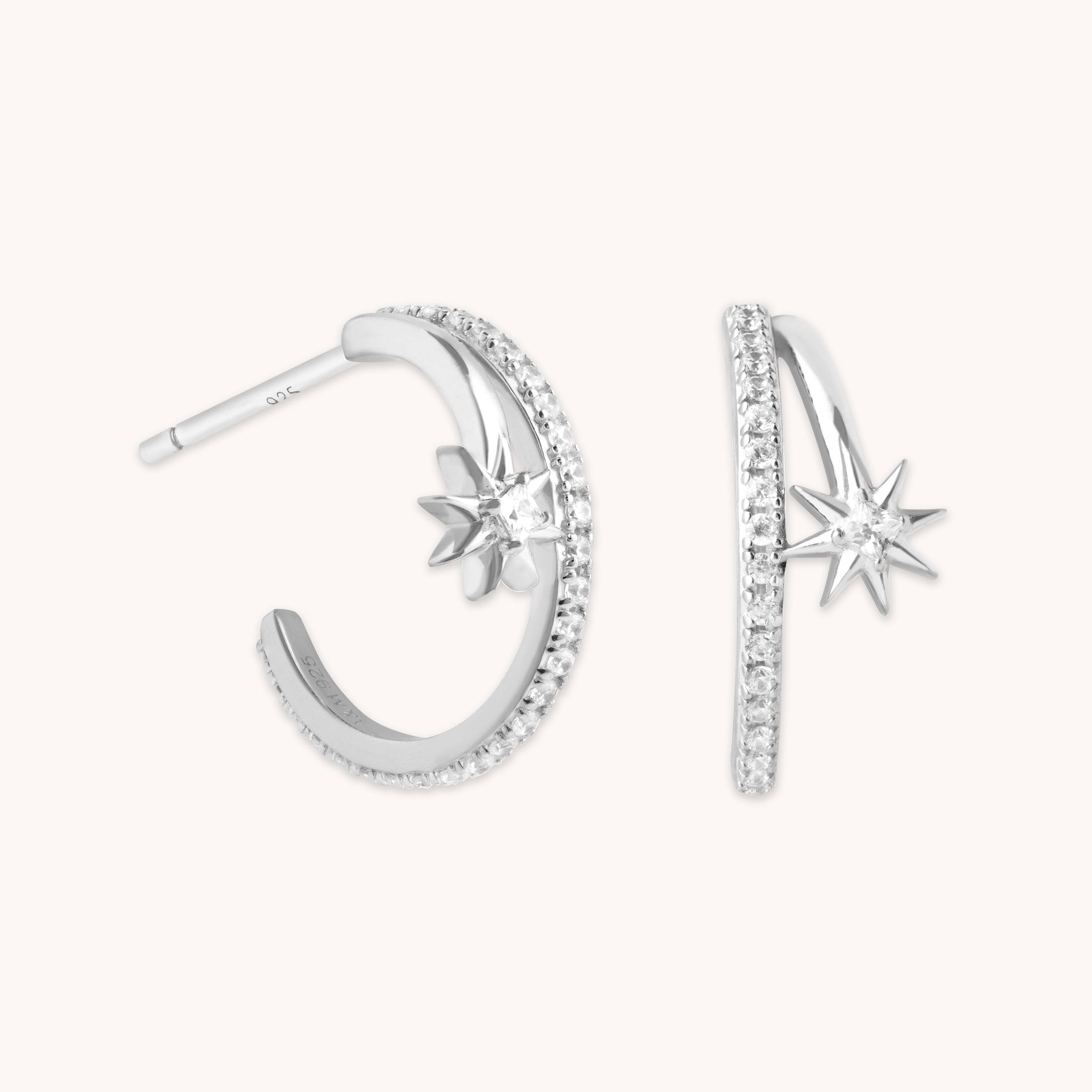 Cosmic Illusion Crystal Hoops in Silver