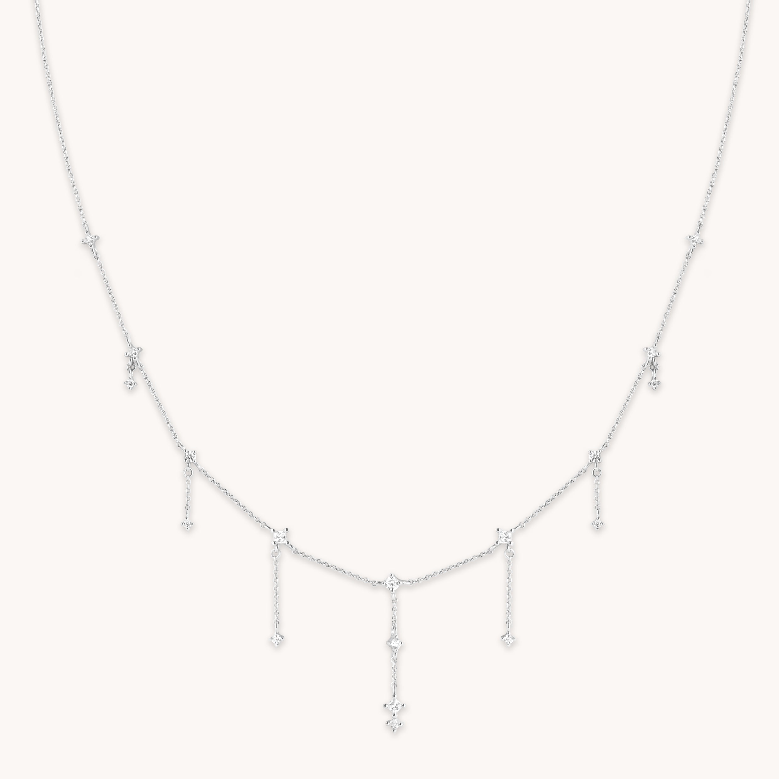 Cosmic Charm Drop Necklace in Silver