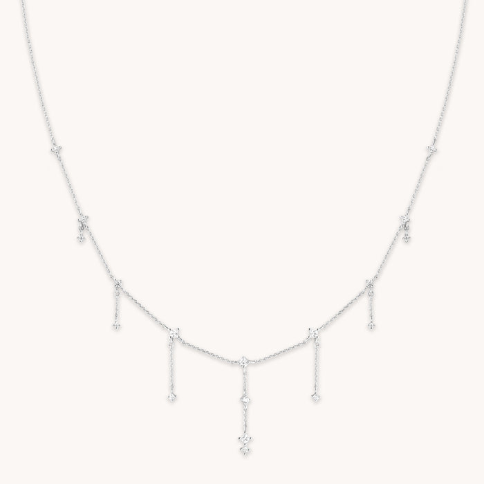 Cosmic Charm Drop Necklace in Silver