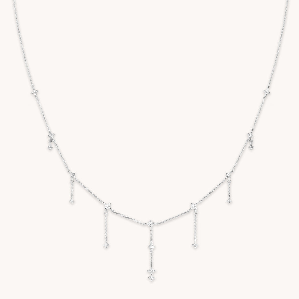 Cosmic Charm Drop Necklace in Silver