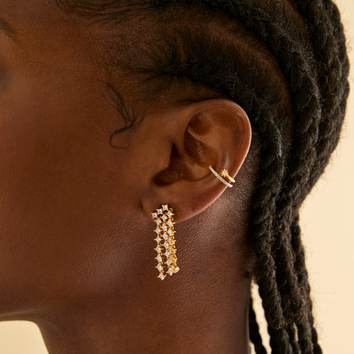 Cosmic Star Statement Earrings in Gold