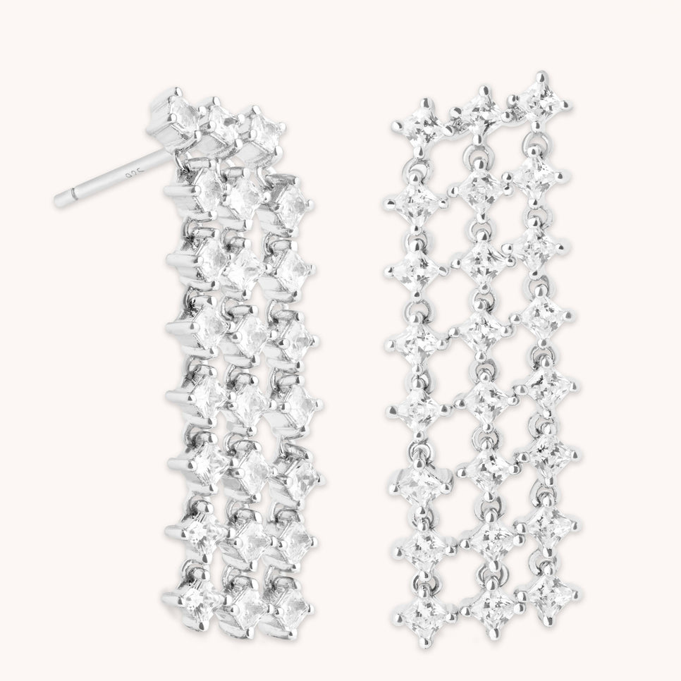 Cosmic Star Statement Earrings in Silver