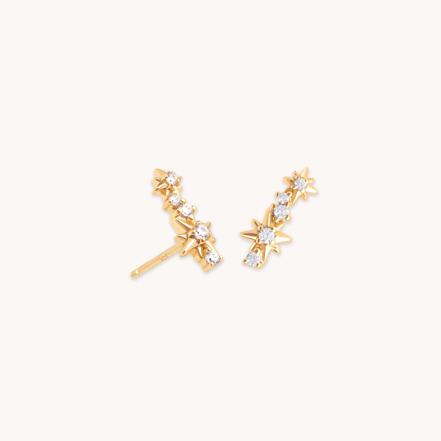 Cosmic Crystal Climber Stud Earrings in Gold