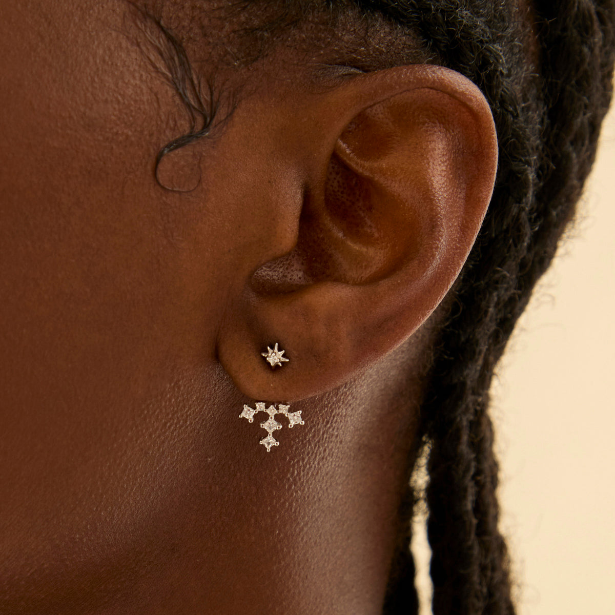 Cosmic Star Crystal Ear Jacket in Silver