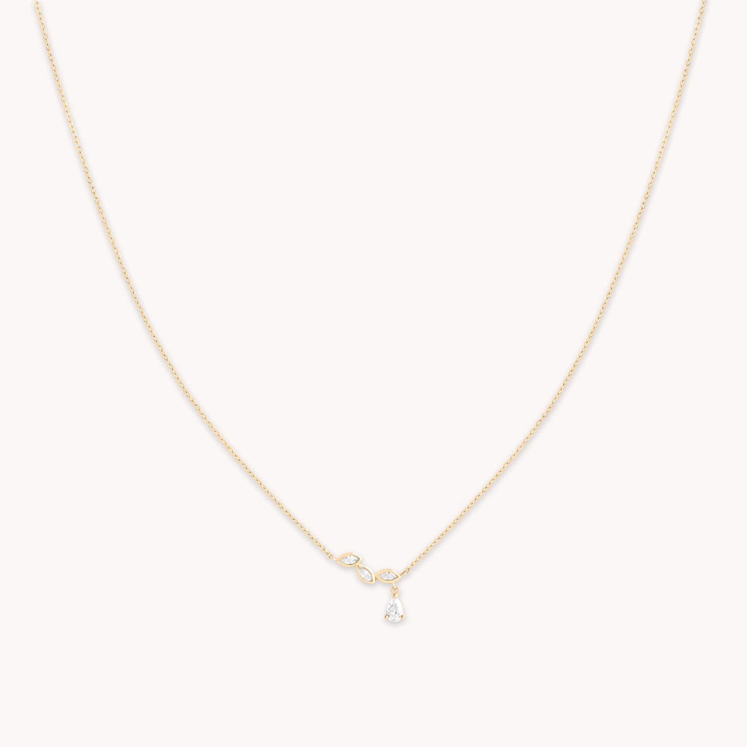 Diamond Marquise Drop Pendant Necklace in Solid Gold