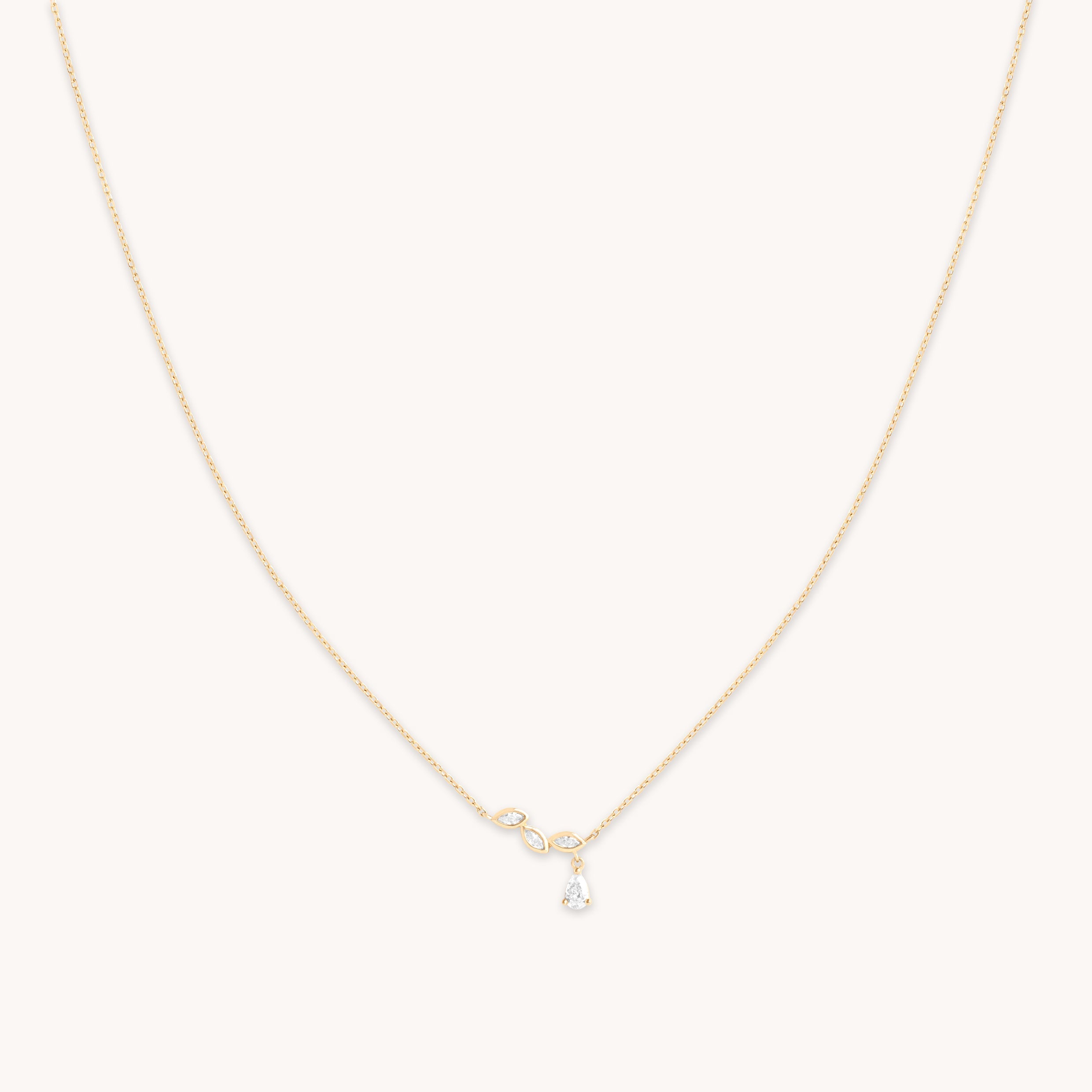 Diamond Marquise Drop Pendant Necklace in Solid Gold