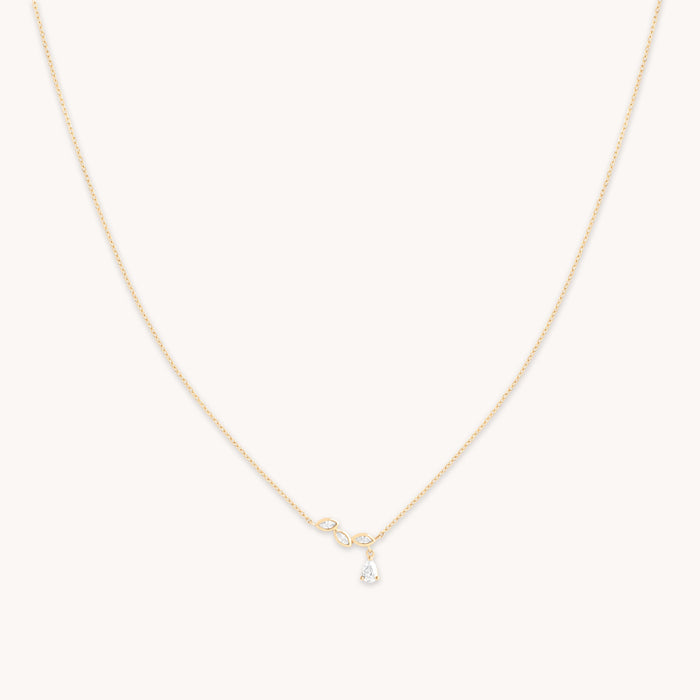 Diamond Marquise Drop Pendant Necklace in Solid Gold