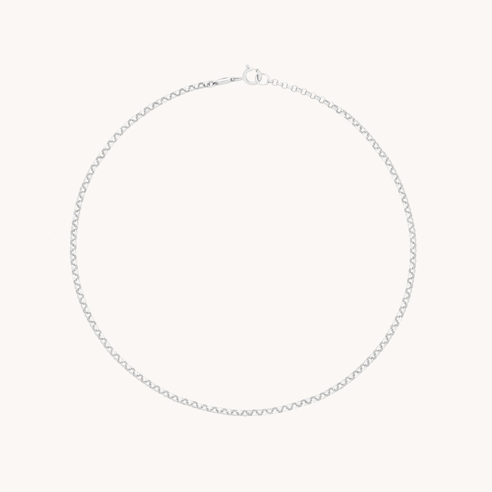 Chelsea Chain Anklet in Solid White Gold