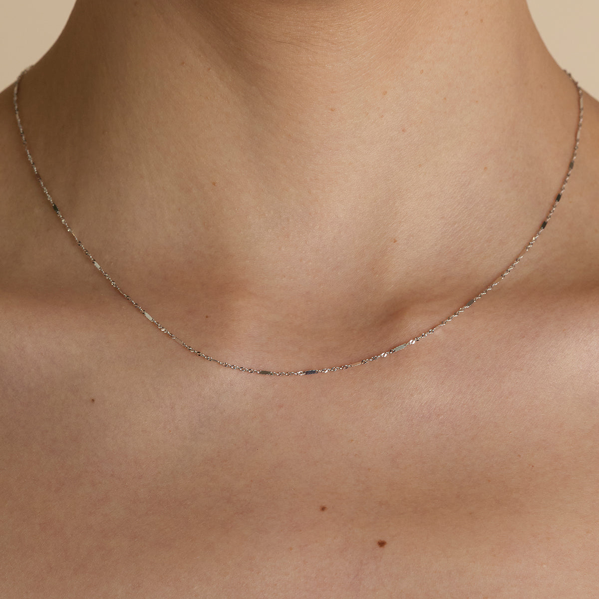 Astrid Story Chain Necklace in Solid White Gold