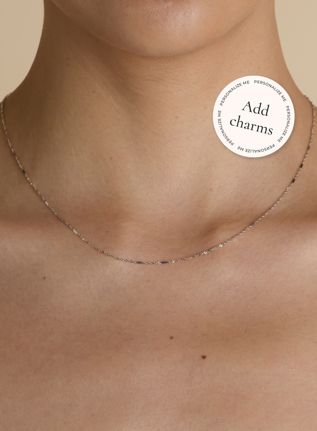 Astrid Story Chain Necklace in Solid White Gold