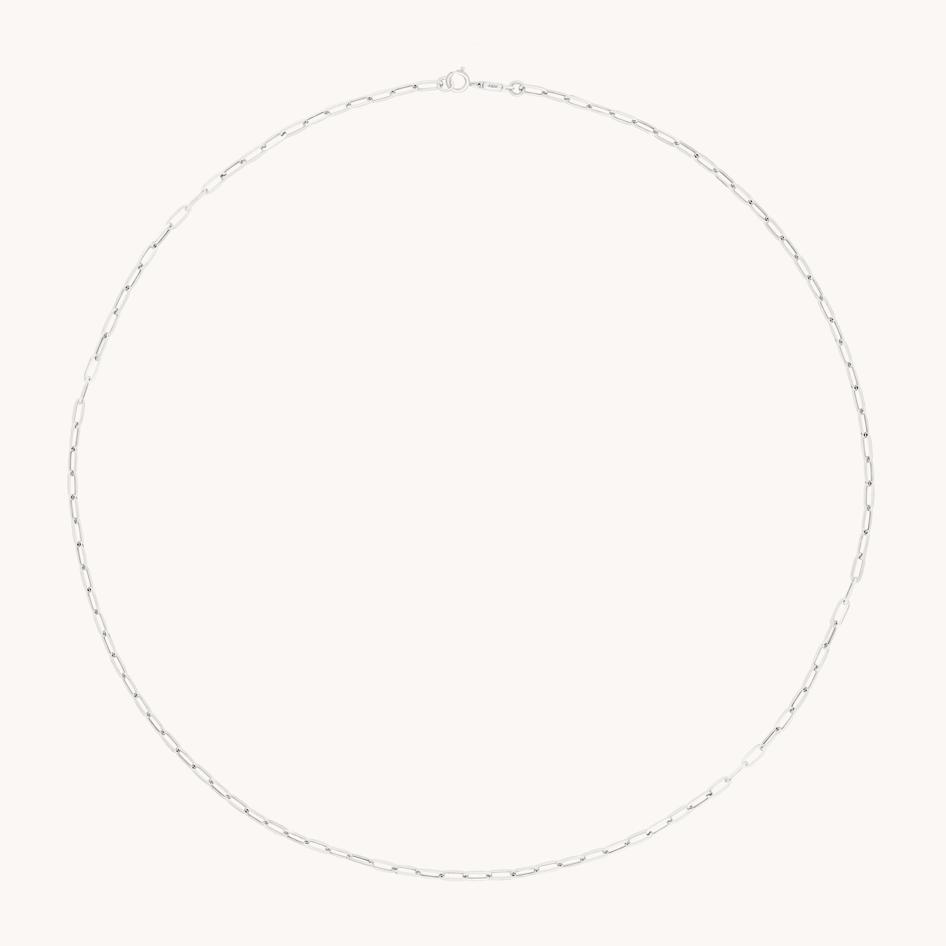 Piccadilly Chain Necklace in Solid White Gold