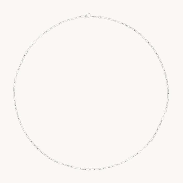 Piccadilly Chain Necklace in Solid White Gold