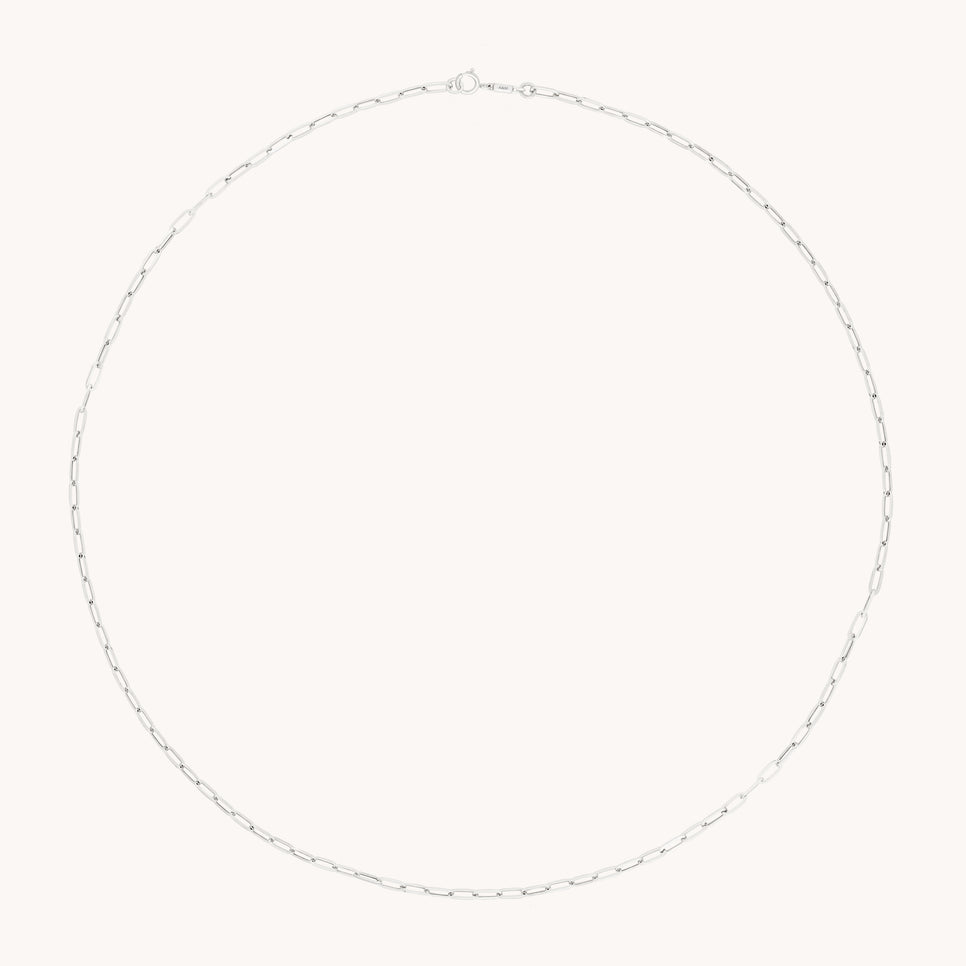 Piccadilly Chain Necklace in Solid White Gold