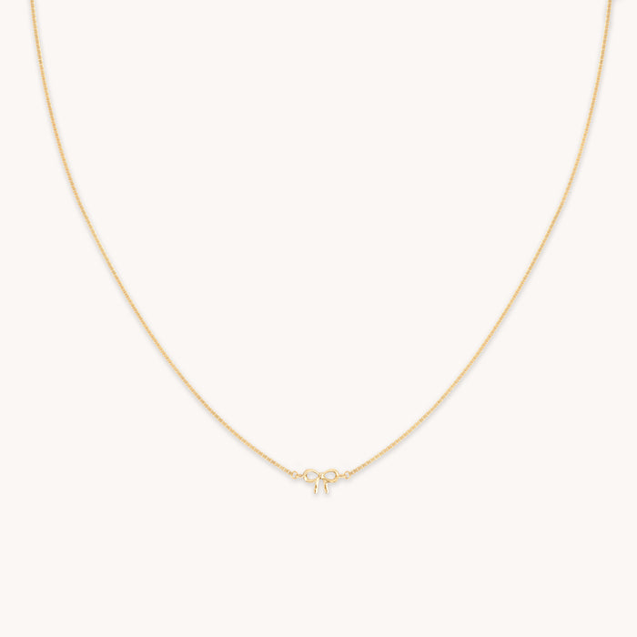 Bow Charm Necklace in Solid Gold