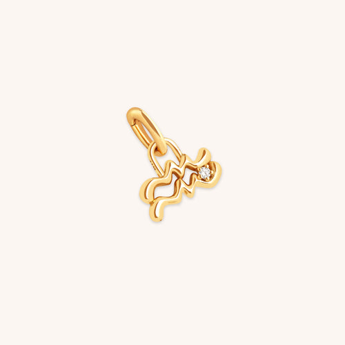 Aquarius Zodiac Clip Charm in Gold