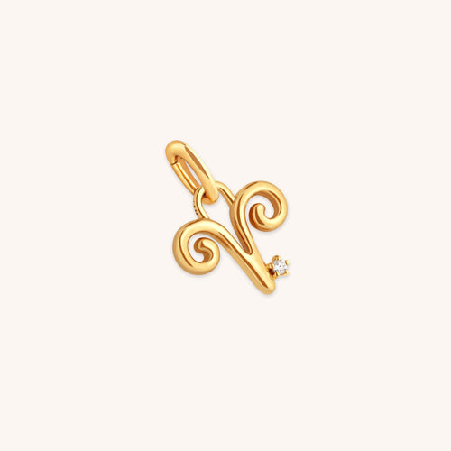 Aries Zodiac Clip Charm in Gold