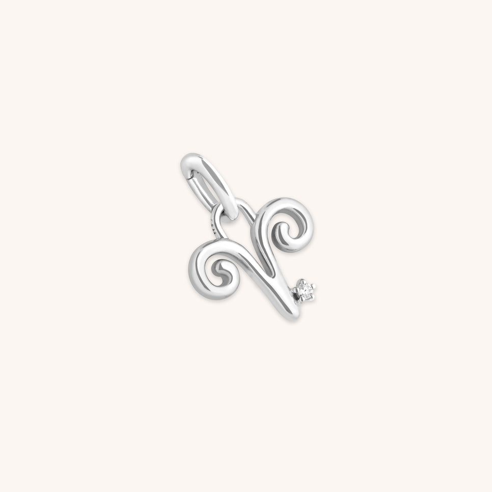 Aries Zodiac Talisman Charm in Silver