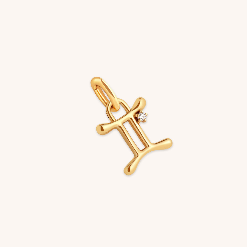 18k Gold Plated Jewellery - Gemini Zodiac Talisman Charm in Gold - Talisman Charm - Astrid &amp; Miyu