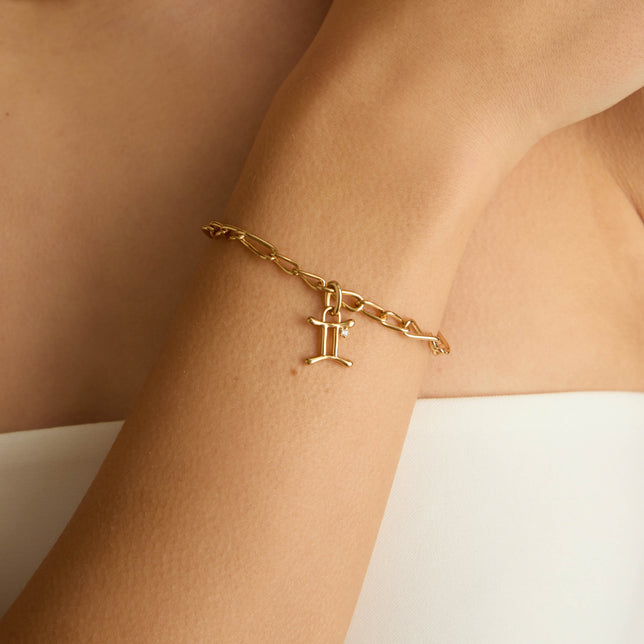 Gemini Zodiac Clip Charm in Gold