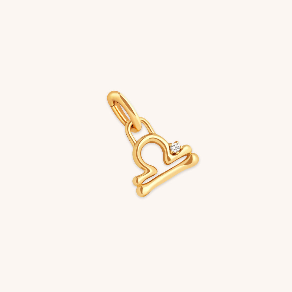 18k Gold Plated Jewellery - Libra Zodiac Talisman Charm in Gold - Talisman Charm - Astrid &amp; Miyu