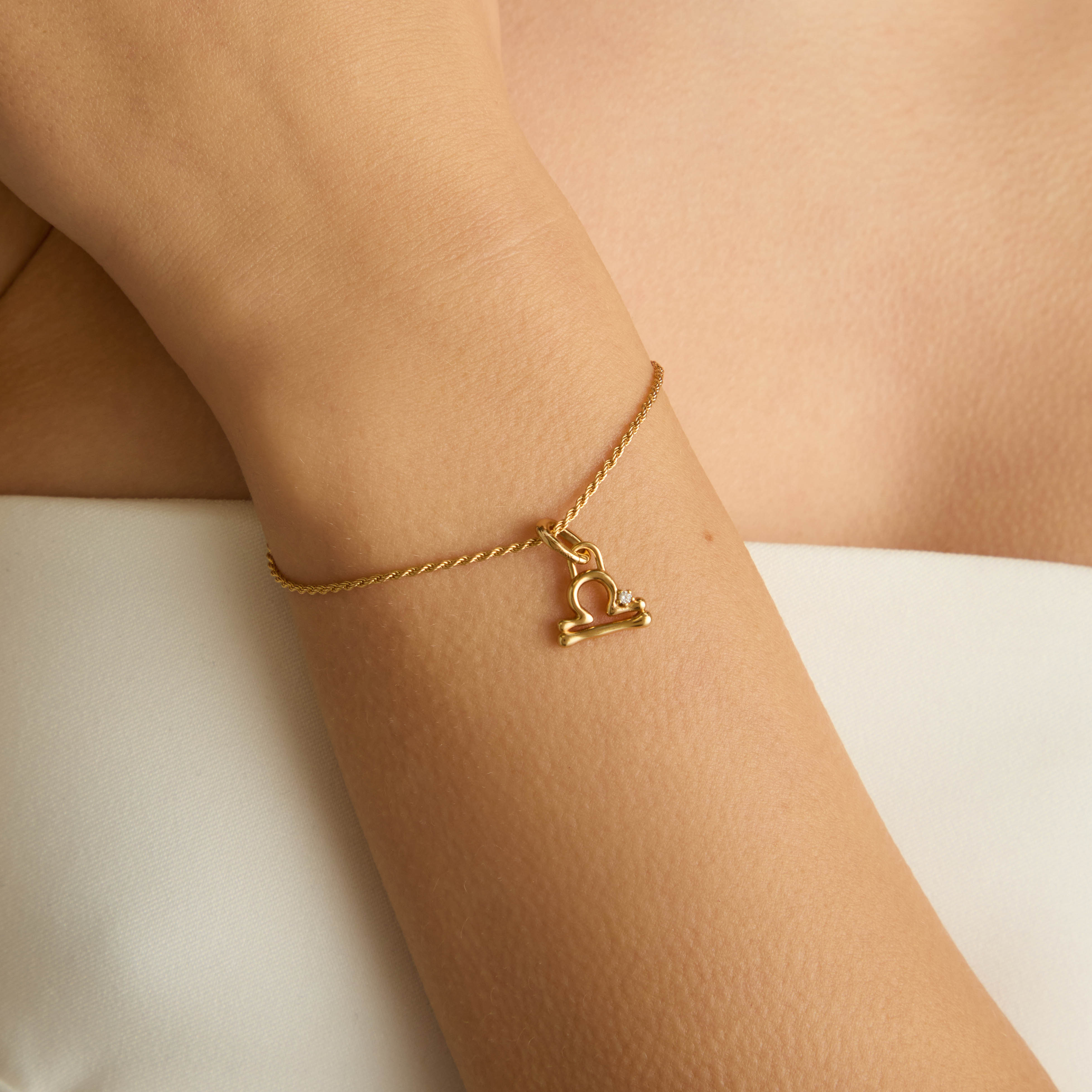18k Gold Plated Jewellery - Libra Zodiac Talisman Charm in Gold - Talisman Charm - Astrid &amp; Miyu