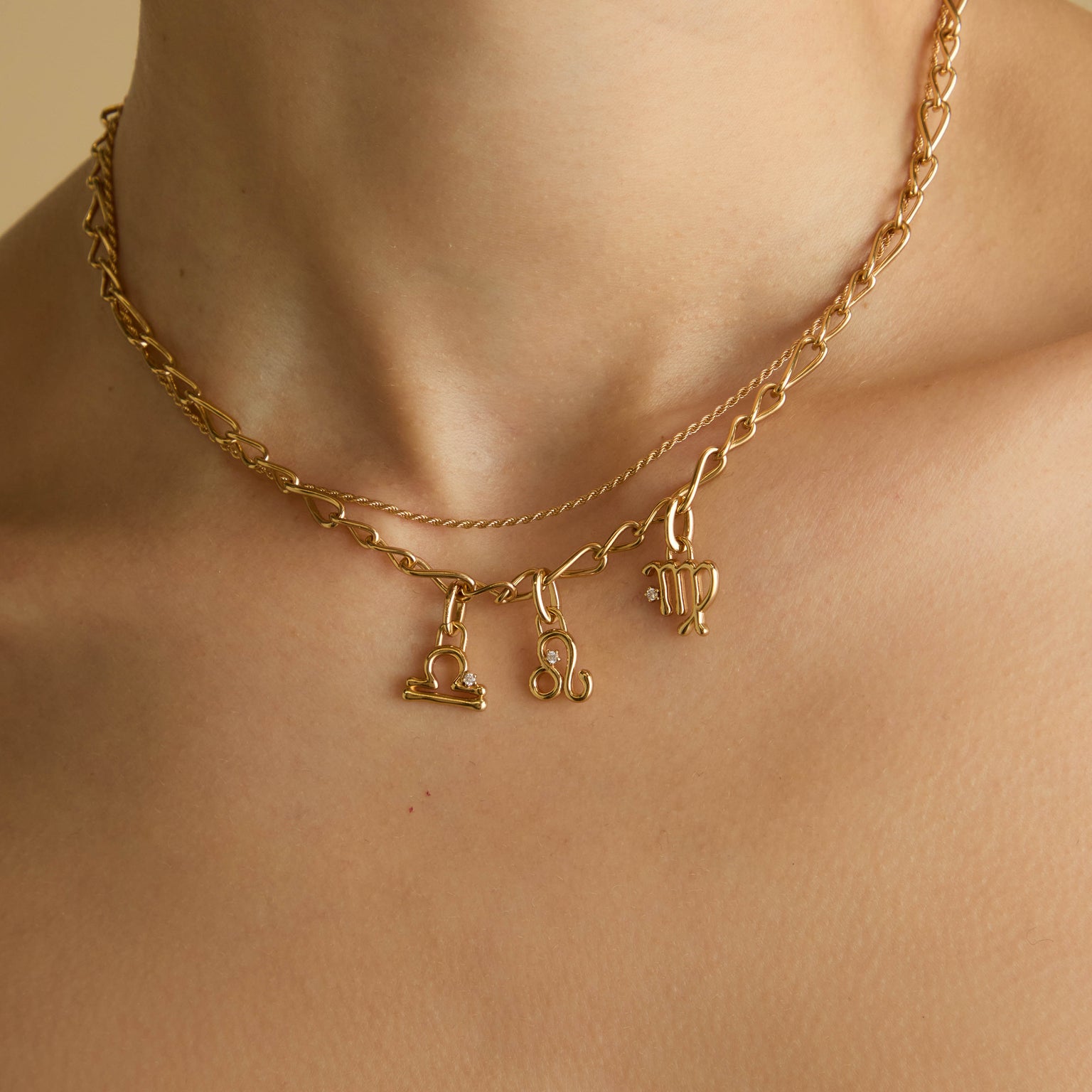 18k Gold Plated Jewellery - Libra Zodiac Talisman Charm in Gold - Talisman Charm - Astrid &amp; Miyu