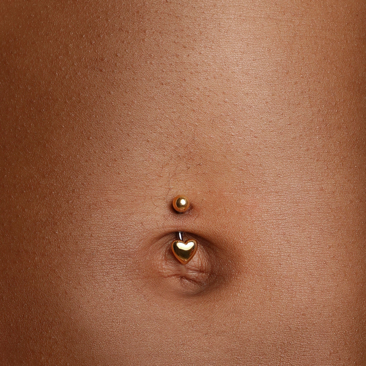 Heart Titanium Belly Bar in Gold