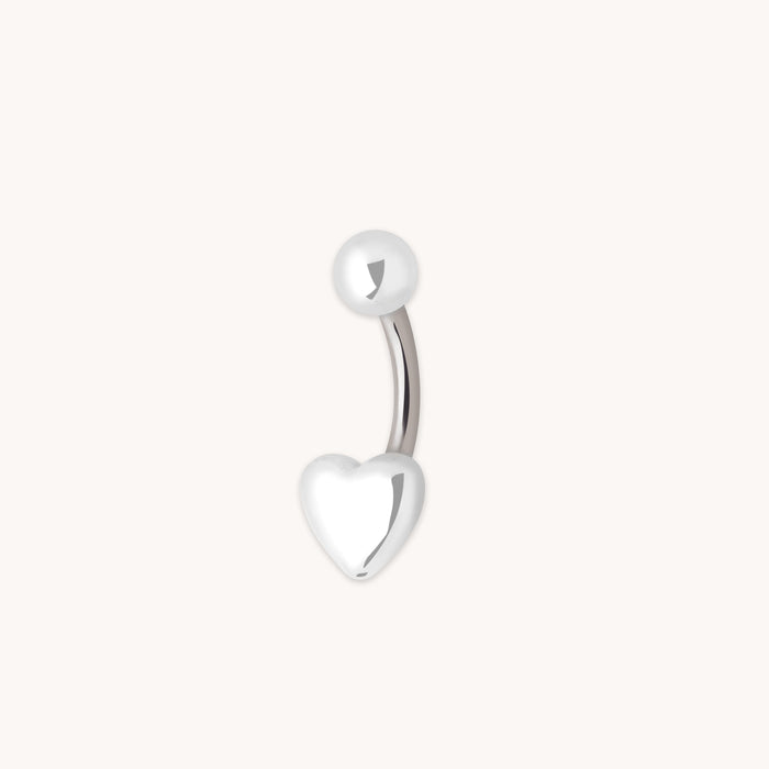 Heart Titanium Belly Bar in Silver
