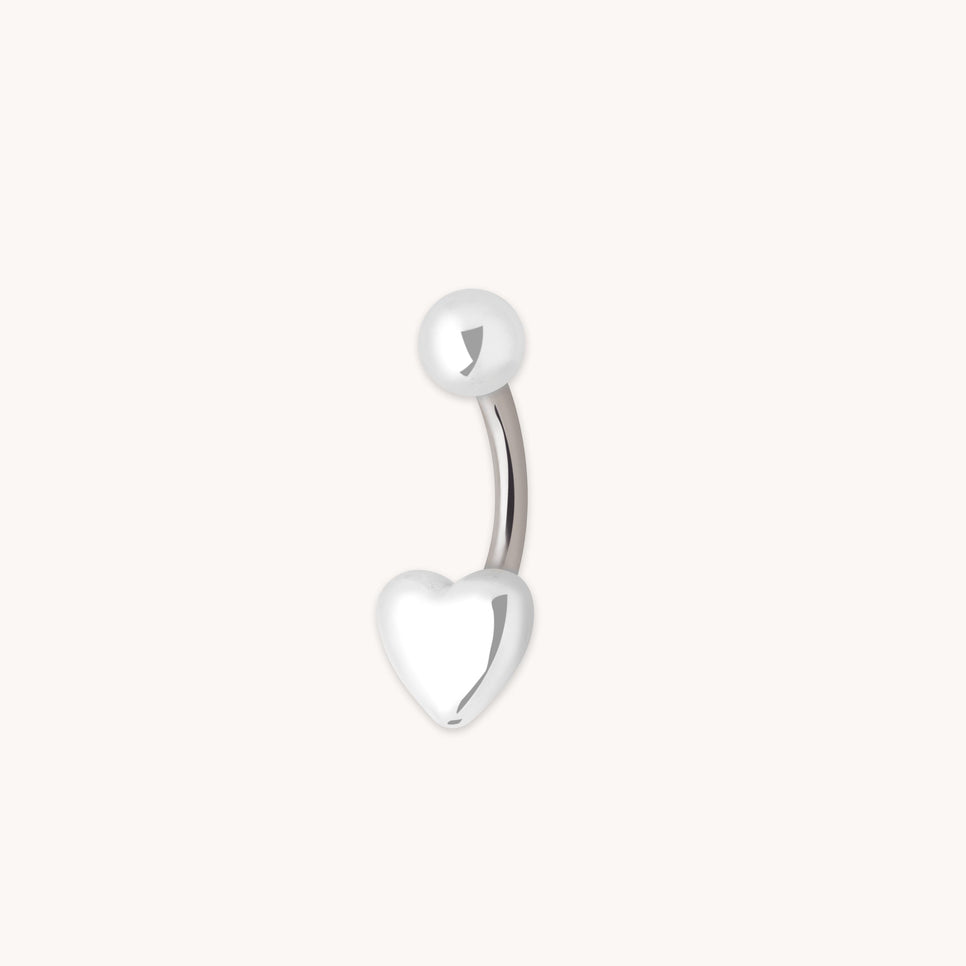 Heart Titanium Belly Bar in Silver