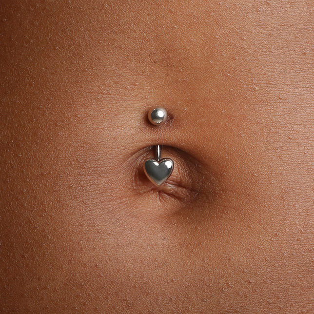 Heart Titanium Belly Bar in Silver