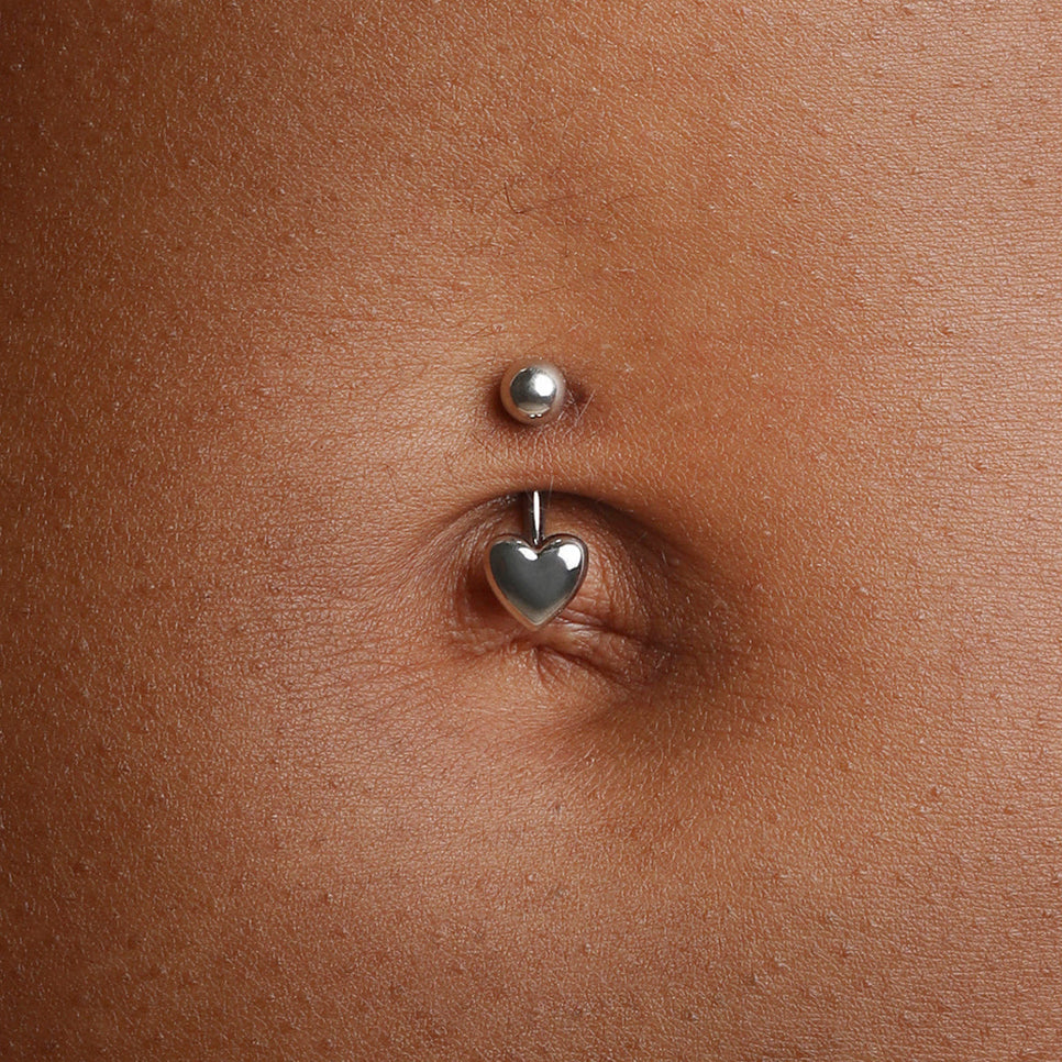 Heart Titanium Belly Bar in Silver