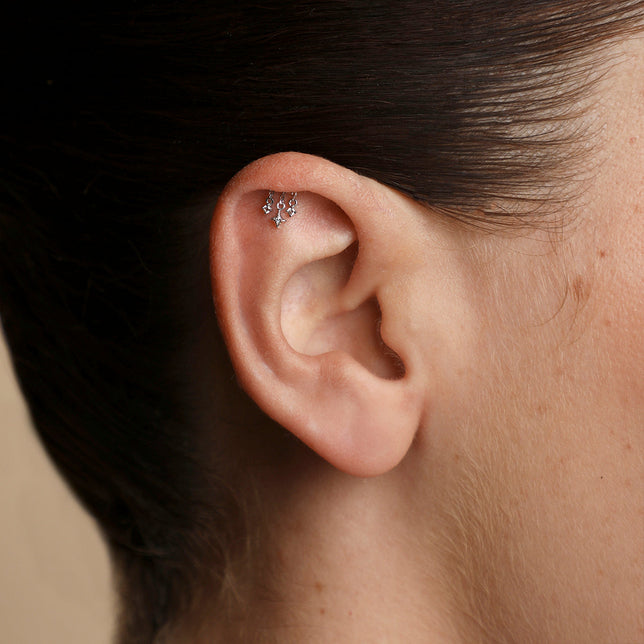 Cosmic Star Multi Charm Hidden Helix in Solid White Gold