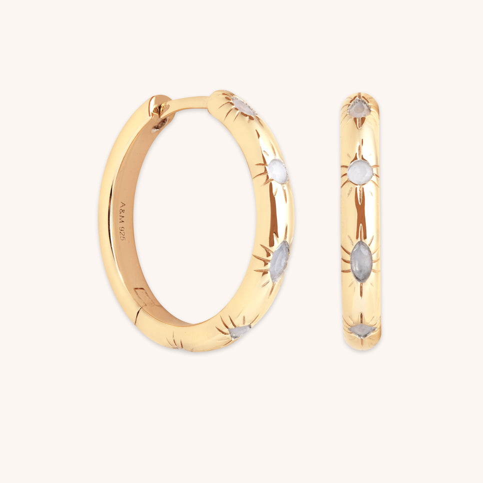 Blue Lace Agate Sun Hoops in Gold