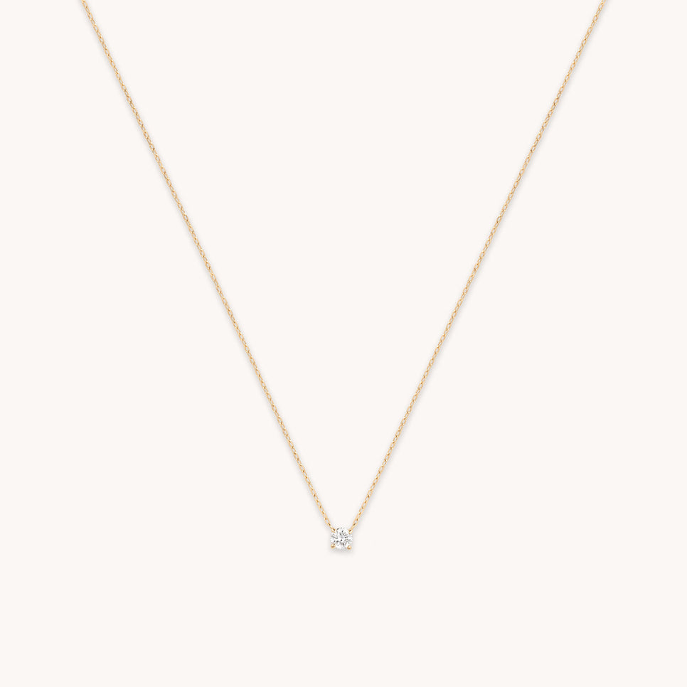 Diamond Solitaire Pendant Necklace in Solid Gold
