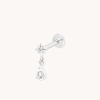 Diamond Cosmic Charm Piercing Stud in Solid White Gold-Astrid &amp; Miyu