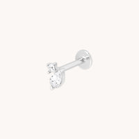 Diamond Double Gem Piercing Stud in Solid White Gold-Astrid &amp; Miyu